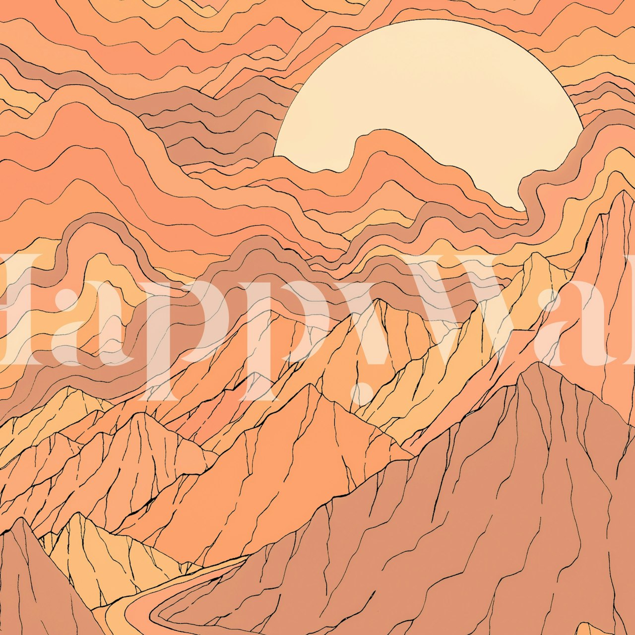 A peachy land papier peint dans une chambre moderne