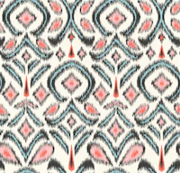 Ikat flower - black,blue,coral papel pintado