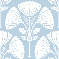 Block Print Bouquet - Air Blue 2 behang