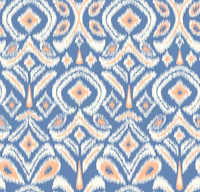 Ikat flower - blue with peach fuzz papel pintado