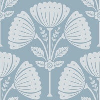 Block Print Bouquet - Calm Blue 2 behang