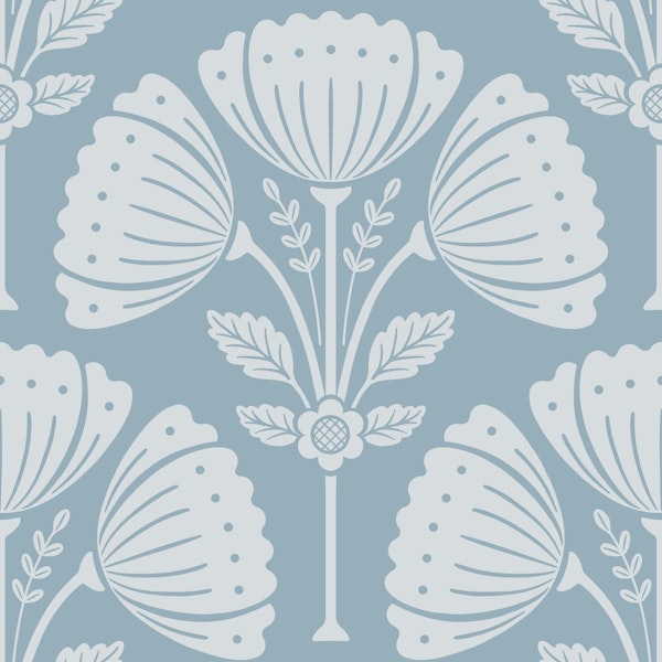 Block Print Bouquet - Calm Blue 2