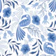 Tropical toucan garden - blue and white