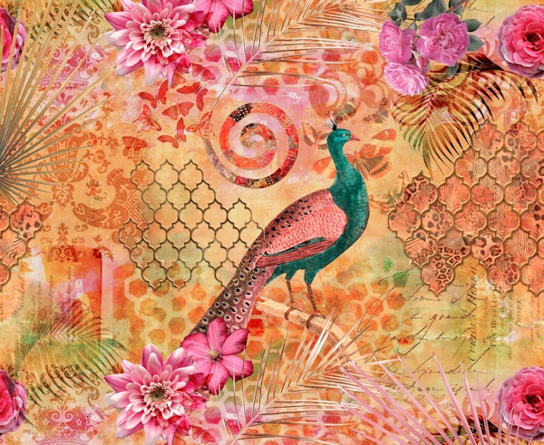 Majestic Oriental Peacock Fantasy Collage