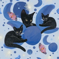 Black cat and moon phases wallpaper