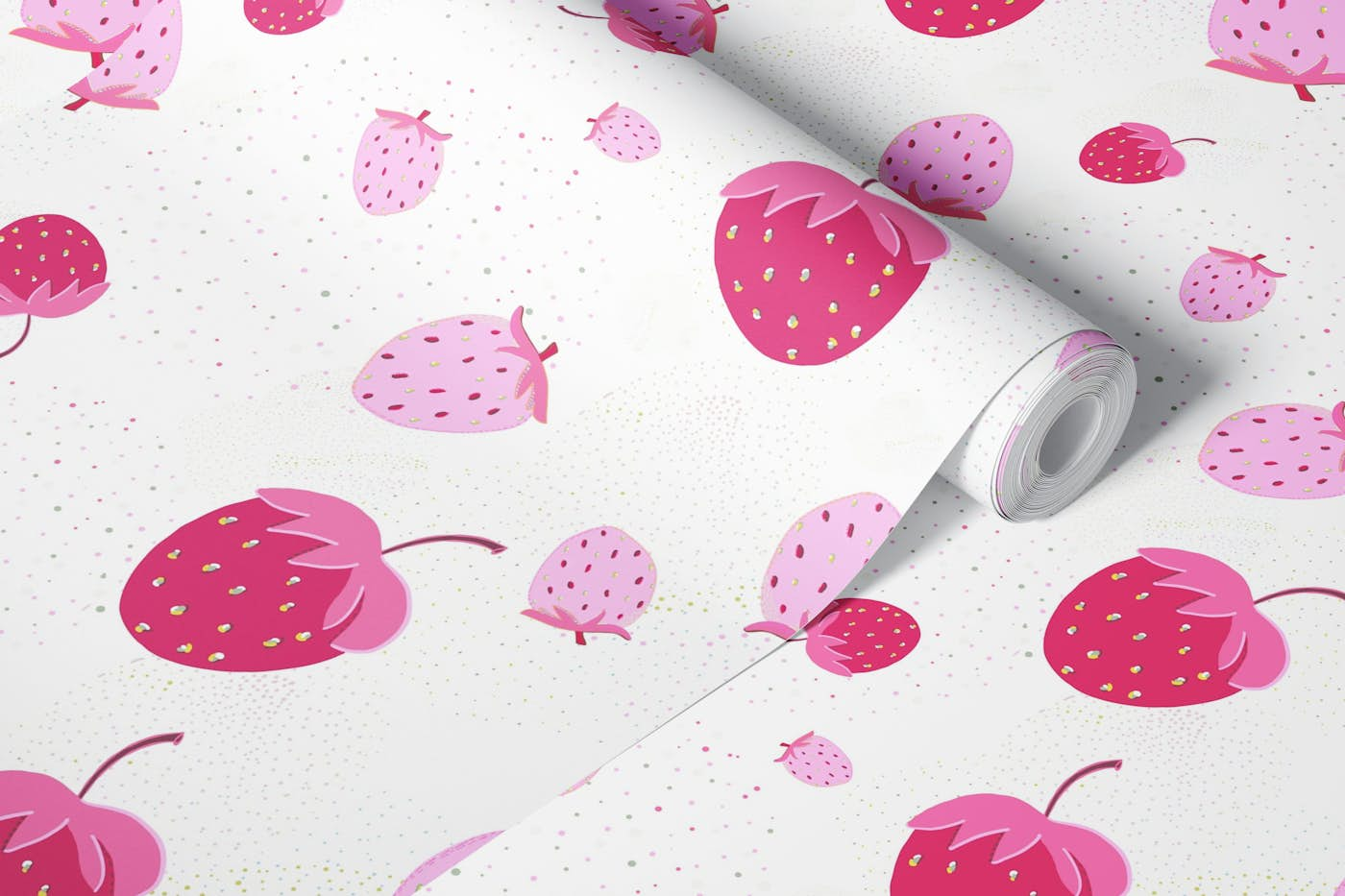 Berry Burst strawberry pattern wallpaper roll