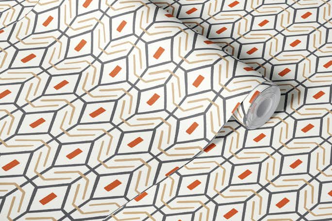 Bold minimalism - neutral with burnt orangewallpaper roll