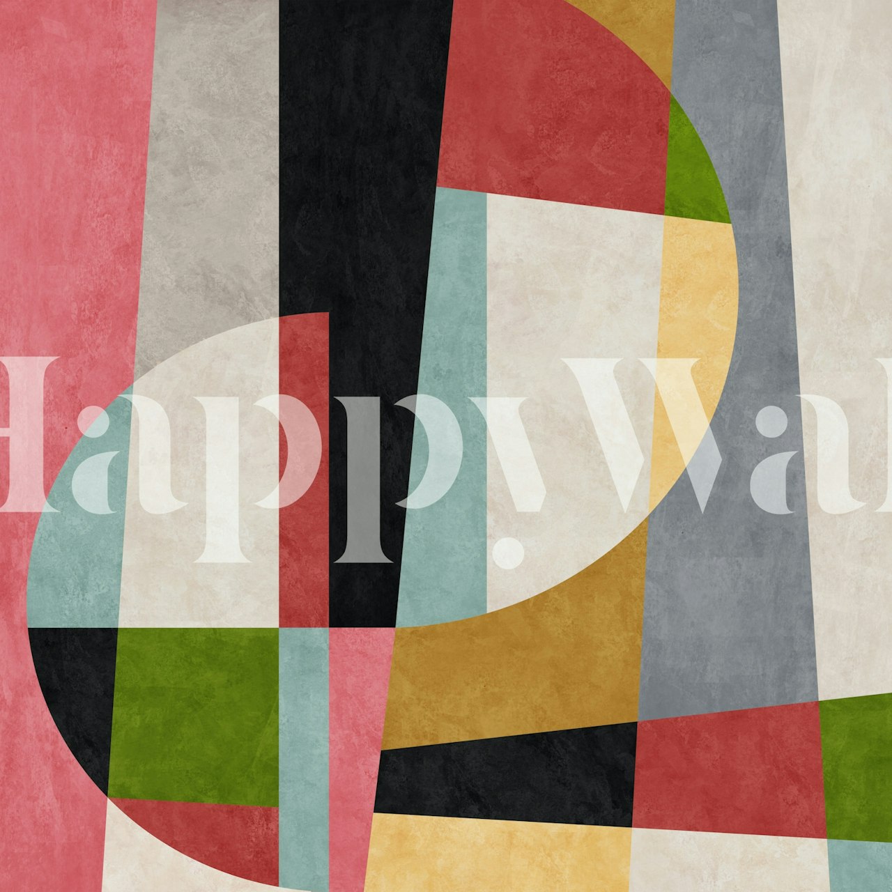 Colorful abstract geometric shapes on a textured background wallpaper