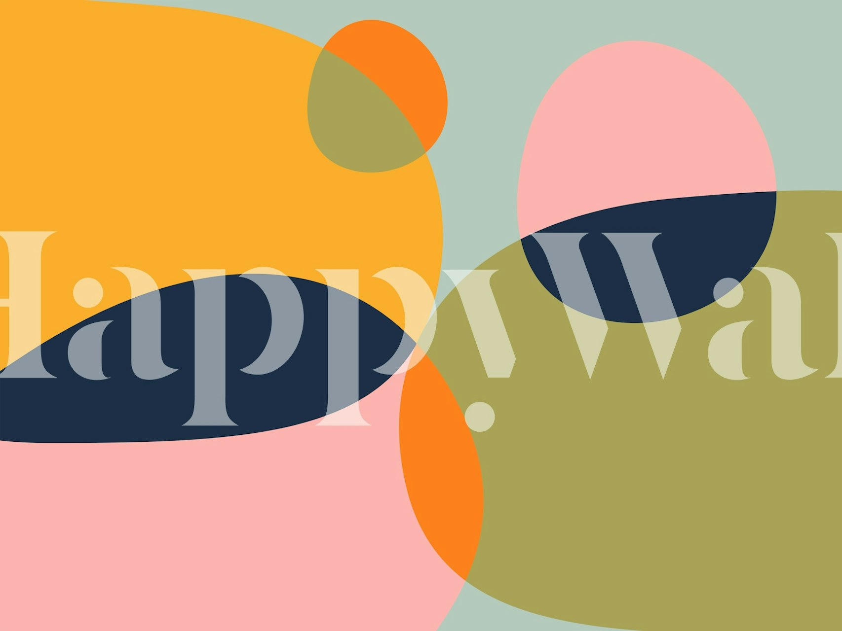 Abstract shapes in orange, pink, green, and blue wallpaper