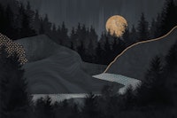 Midnight Forest Full Moon Landscape wallpaper