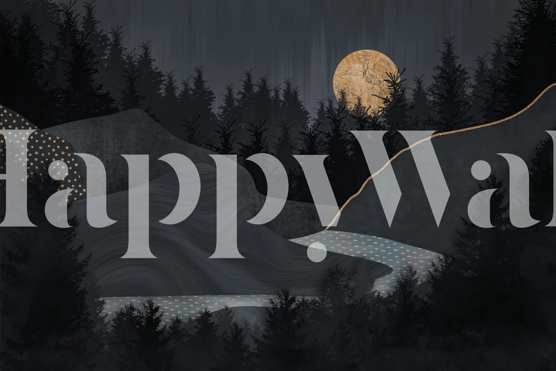 Midnight forest with full moon and subtle textures wallpaper