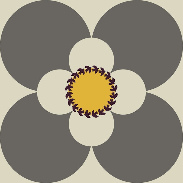 Retro Bird Blooms Grey