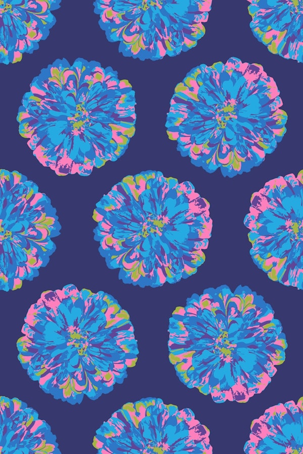 CHRYSANTHEMUMS Abstract Floral Dark Blue