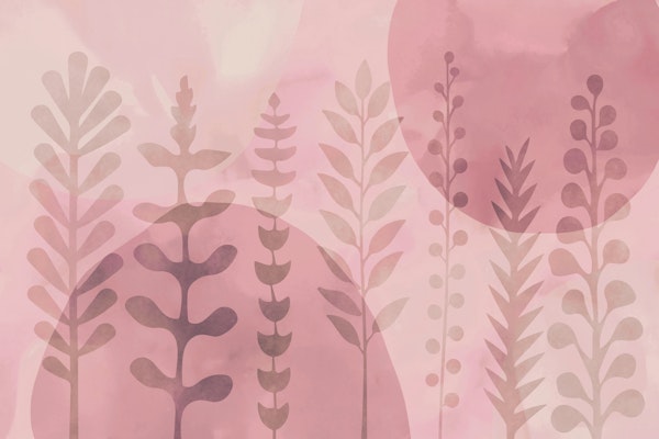 Whimsical Nature Shapes Pastel Pink