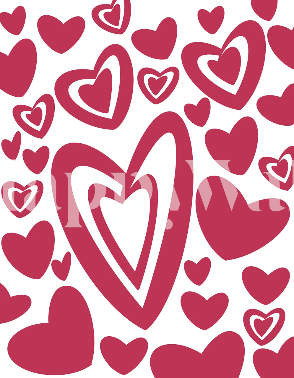 Red heart pattern on white background wallpaper