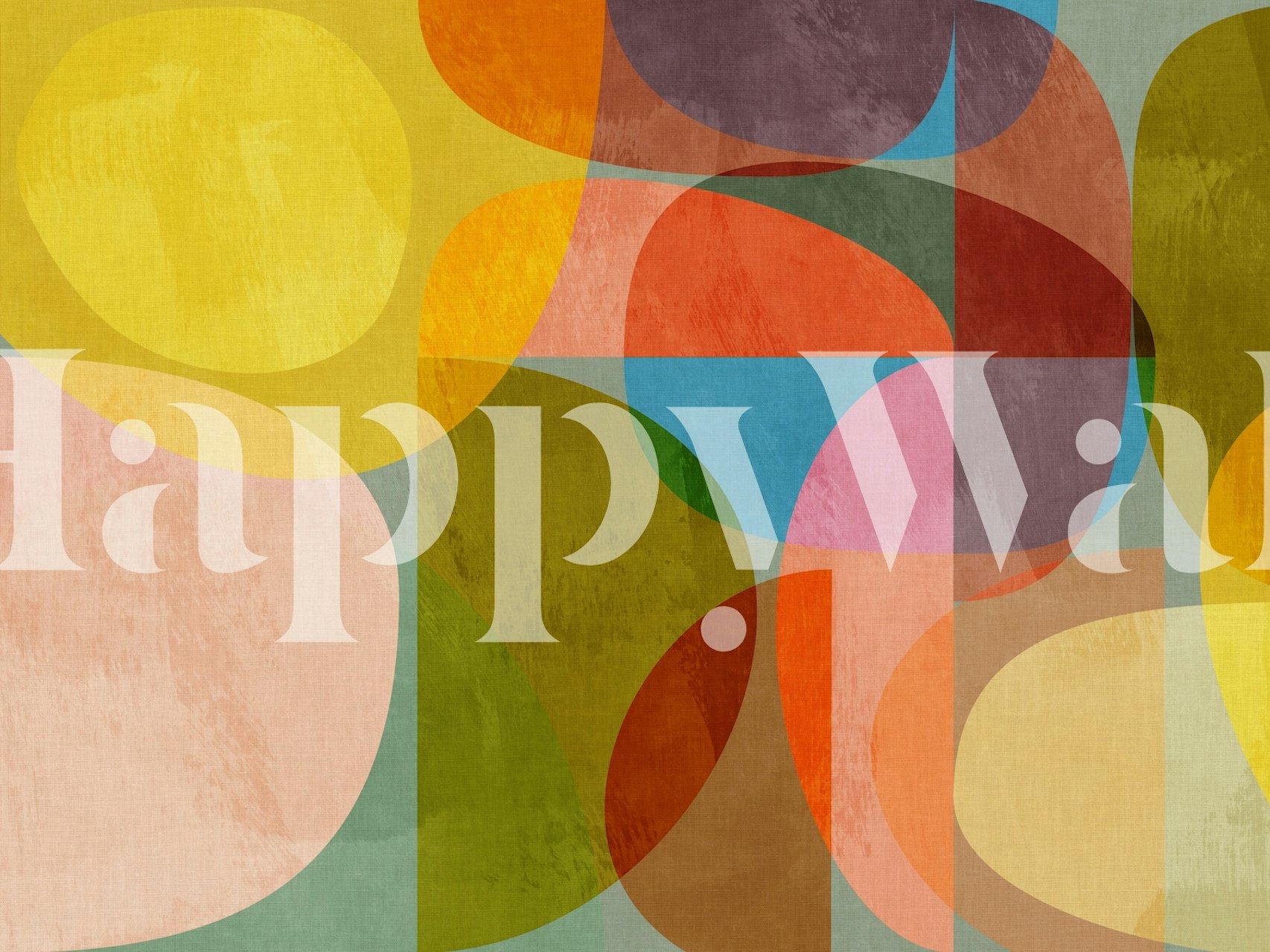 Fotomural con estampado de semicírculo abstracto en suaves colores pastel