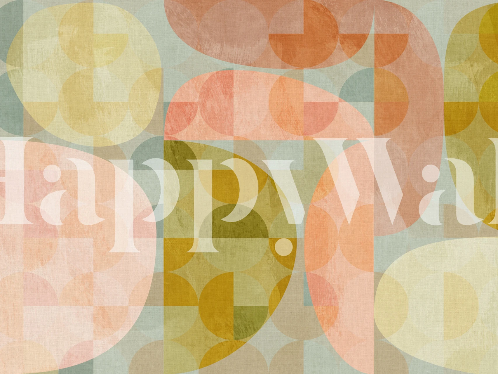 Colorful semi circles abstract wallpaper in a room