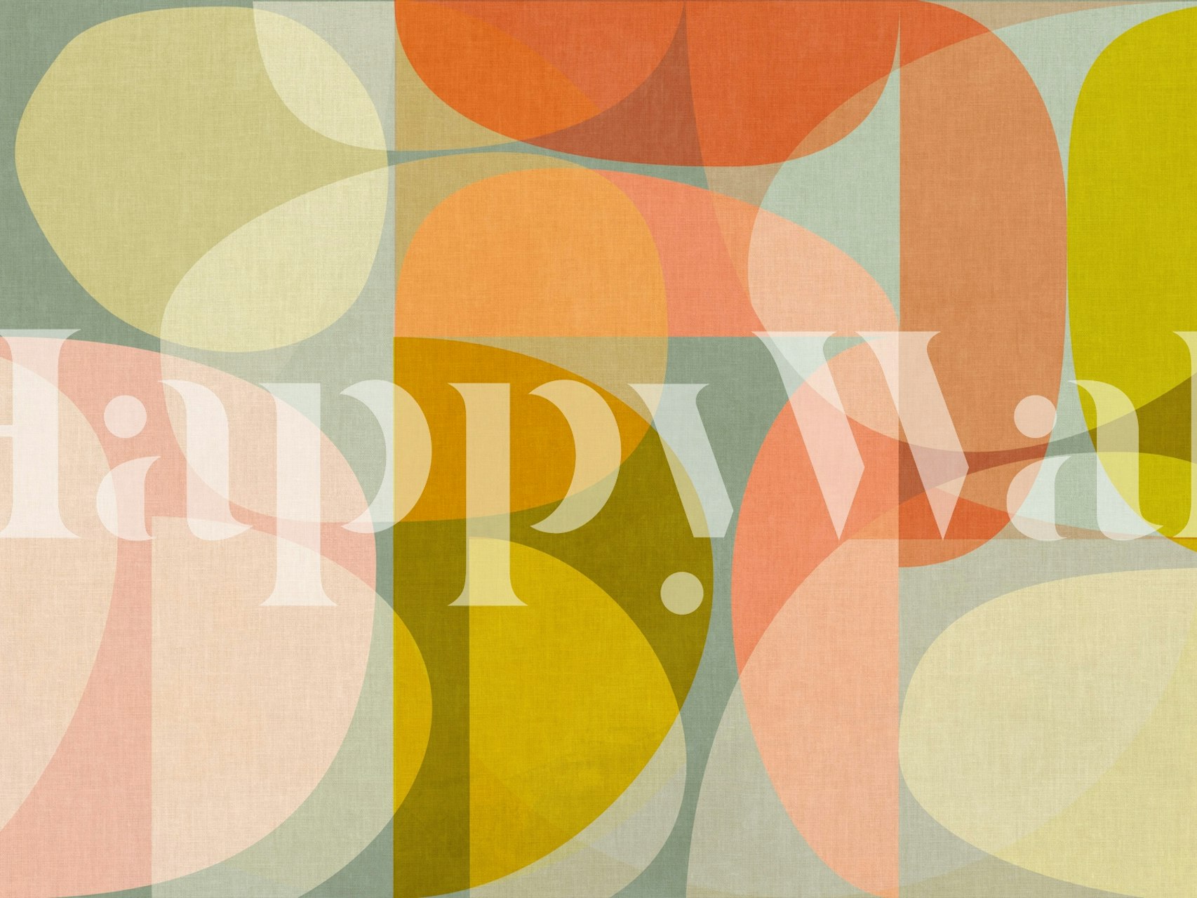 Abstract semi-circles wall mural in warm and neutral tones