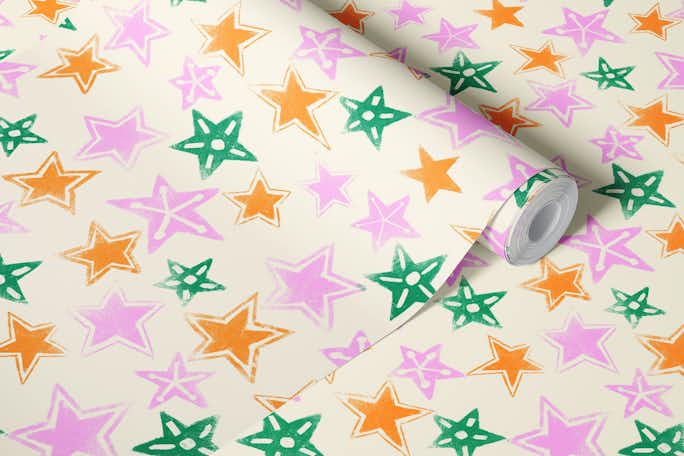 Bright Starburst Delight: Hand-Drawn Funwallpaper roll