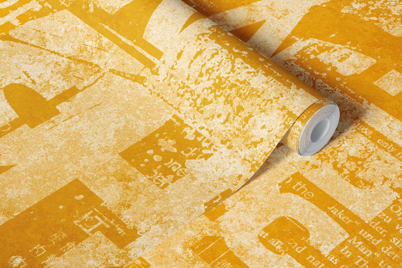 Grunge Typography Urban Style Yellow wallpaper roll