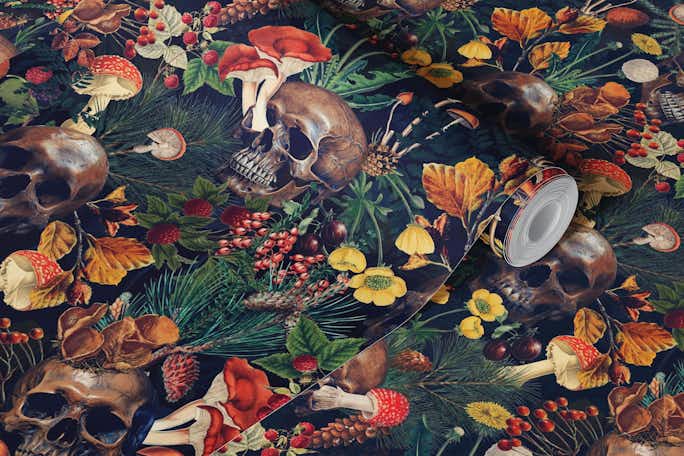 Mystic Forest - Skulls And Mushroomswallpaper roll