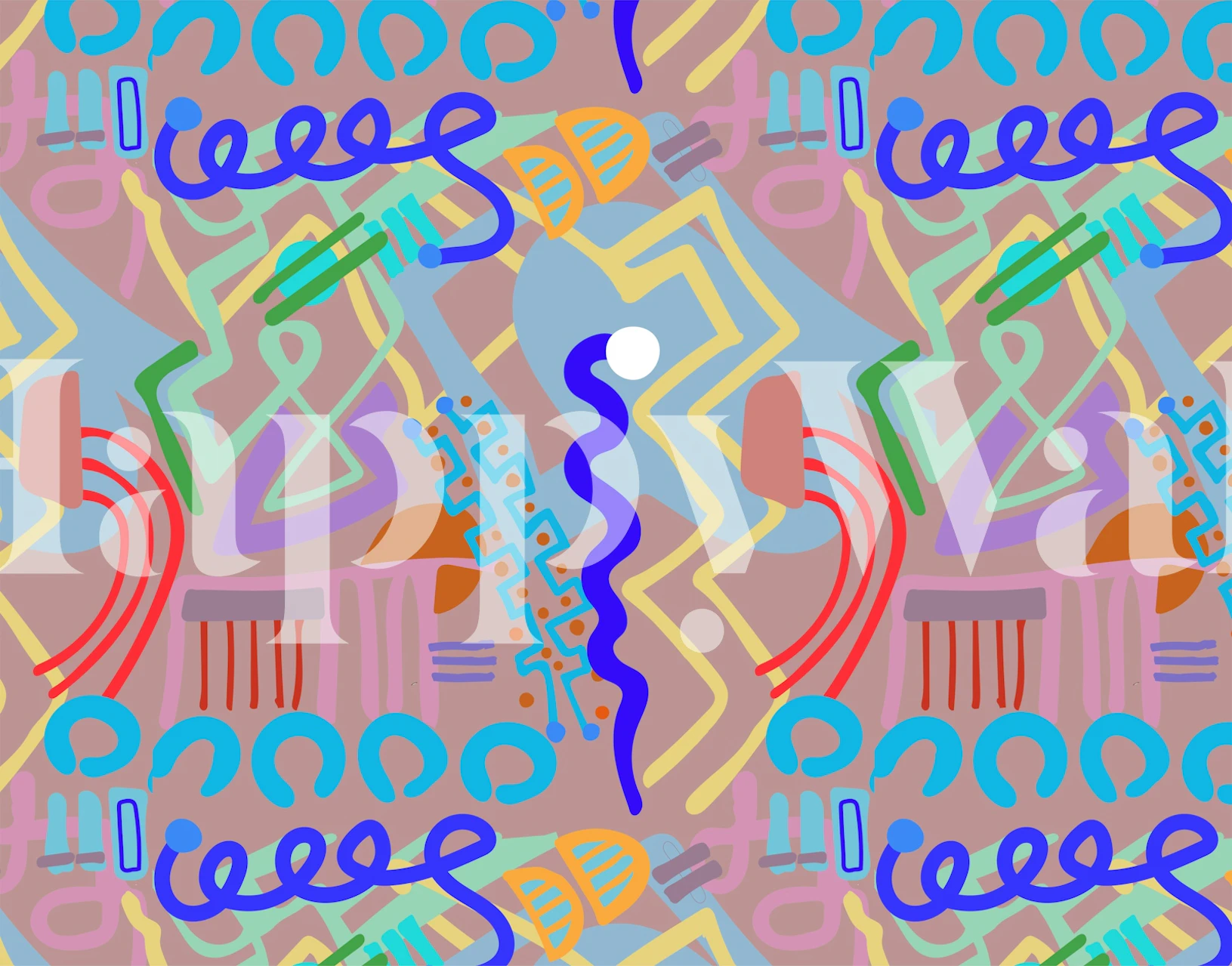 Abstract wallpaper design in a room