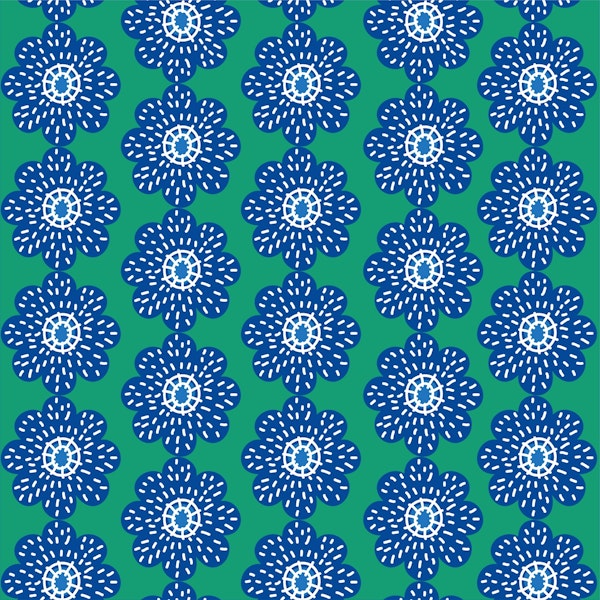 Moss green blue floral pattern