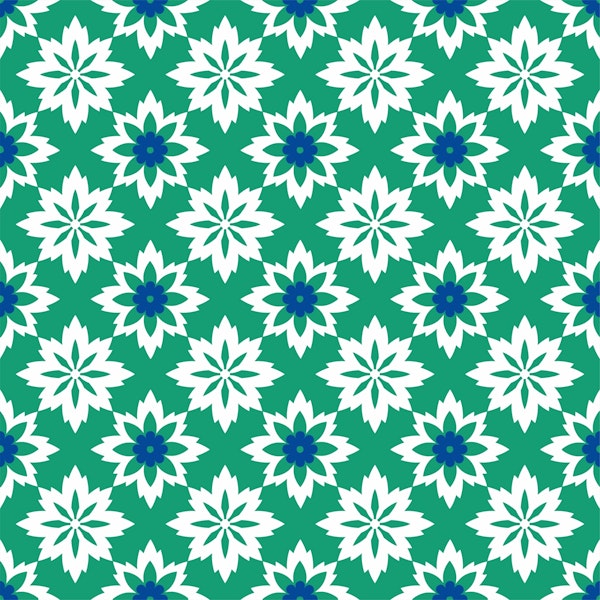 Moroccan ornament pattern in white green blue