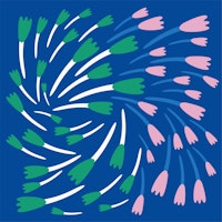 Cobalt Blue naive tulips pattern wallpaper