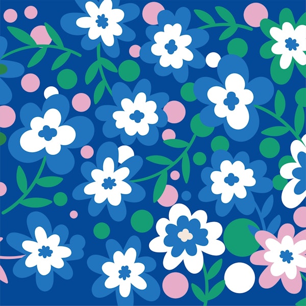 Cobalt blue floral pattern