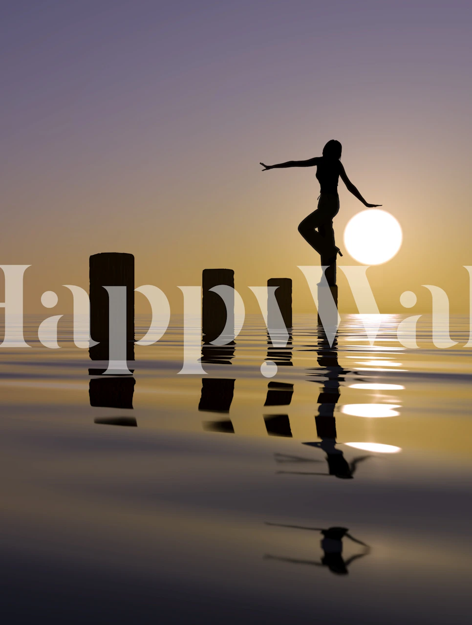 Wallpaper design featuring sunset and silhouette.