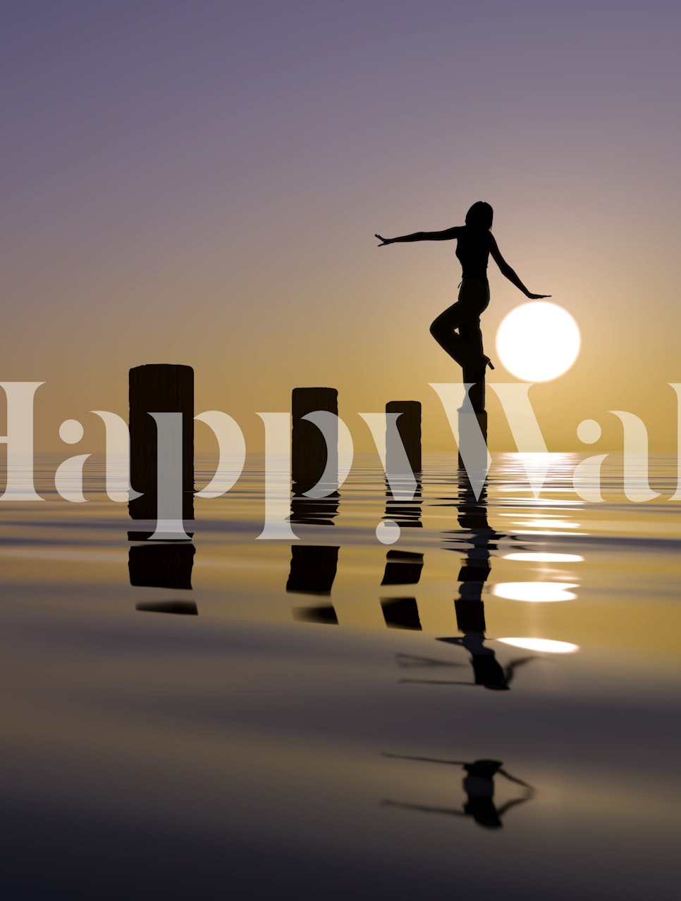 Wallpaper design featuring sunset and silhouette.