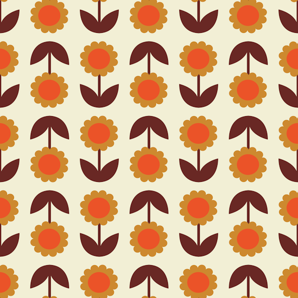 Retro 70s Flowers in Brown and Orange