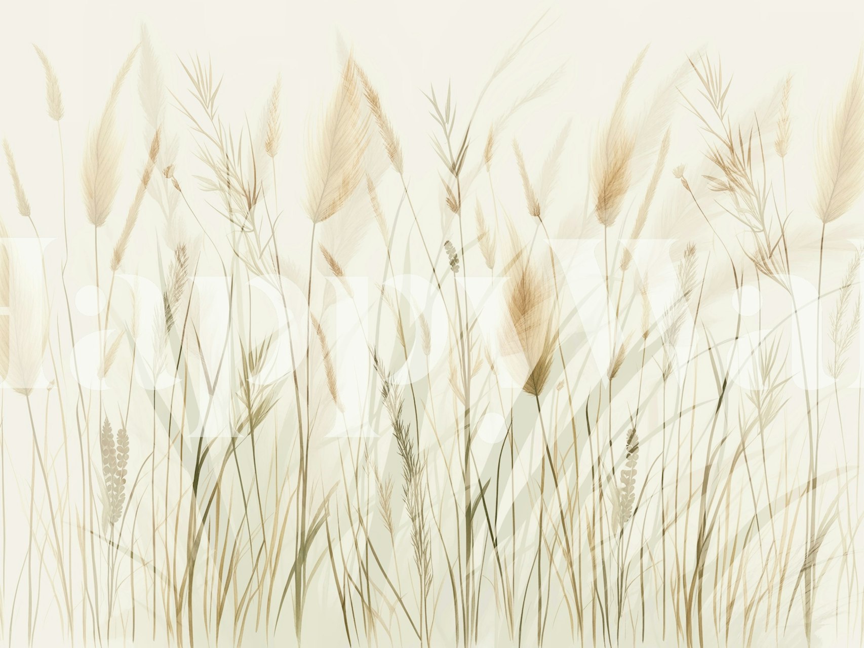 Delicate neutral botanicals wallpaper in a room