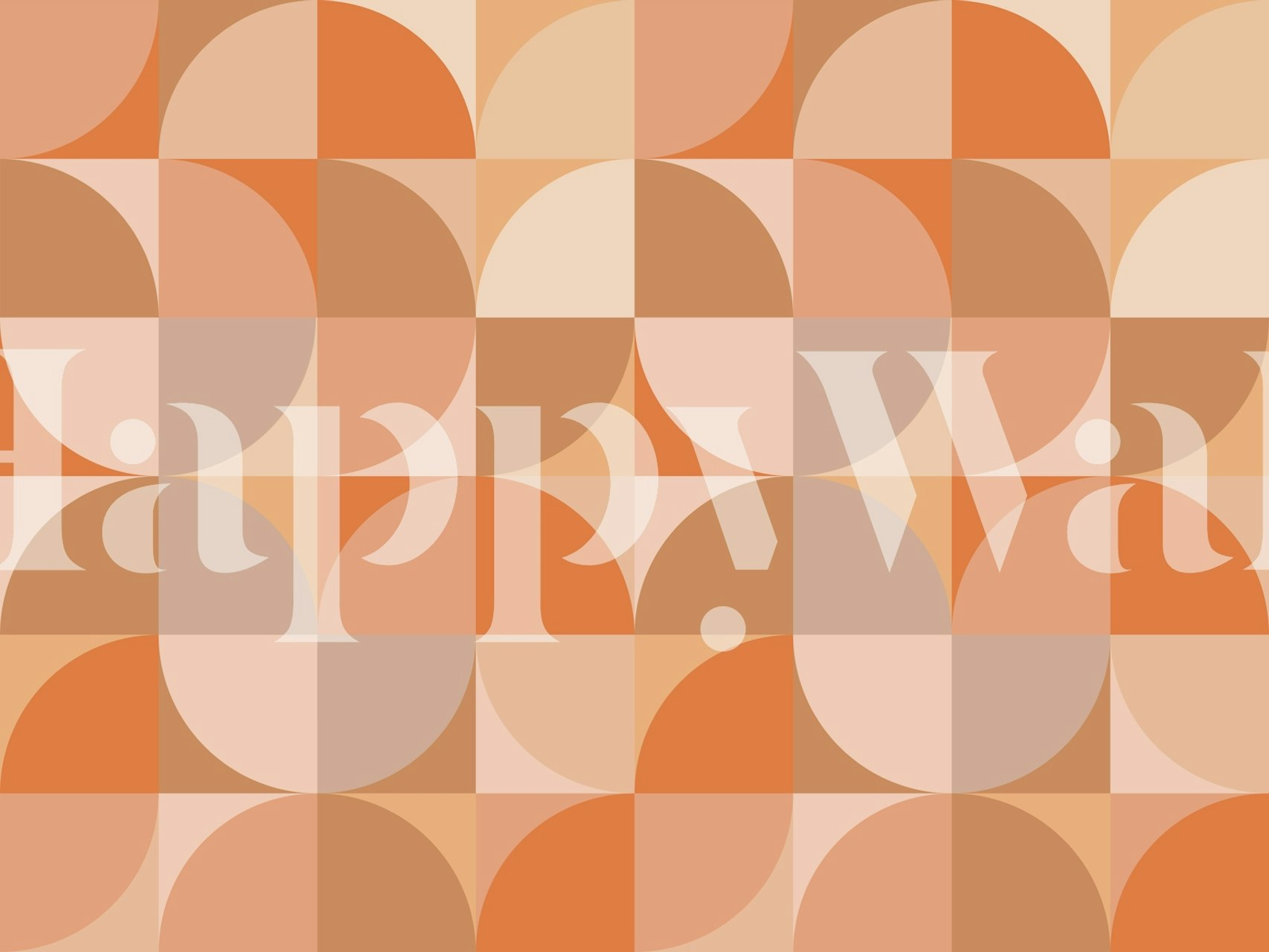 Geometric peach and terracotta wallpaper with circular patterns