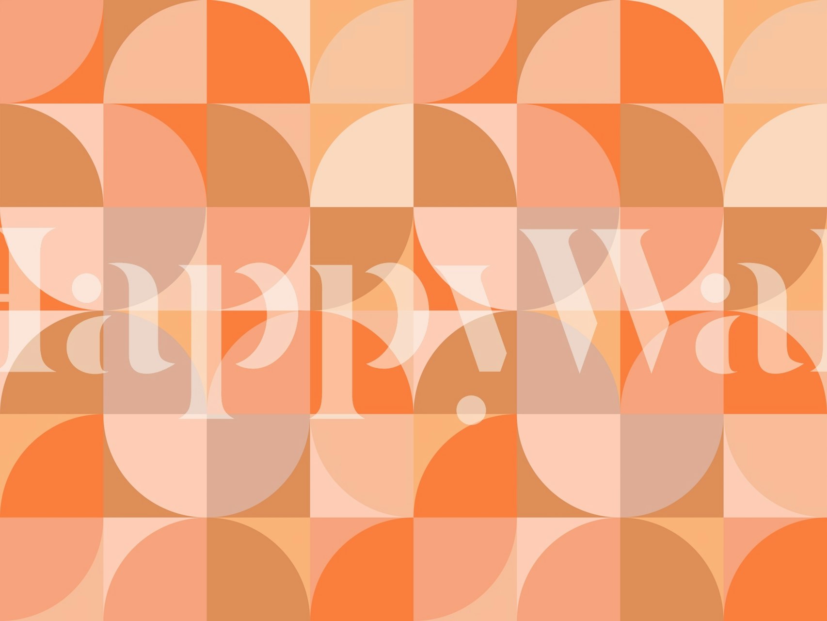 Geometric peach and terracotta wallpaper with circular patterns