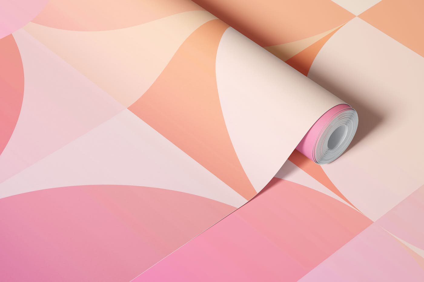 Peach Fuzz Pink Bauhaus wallpaper roll