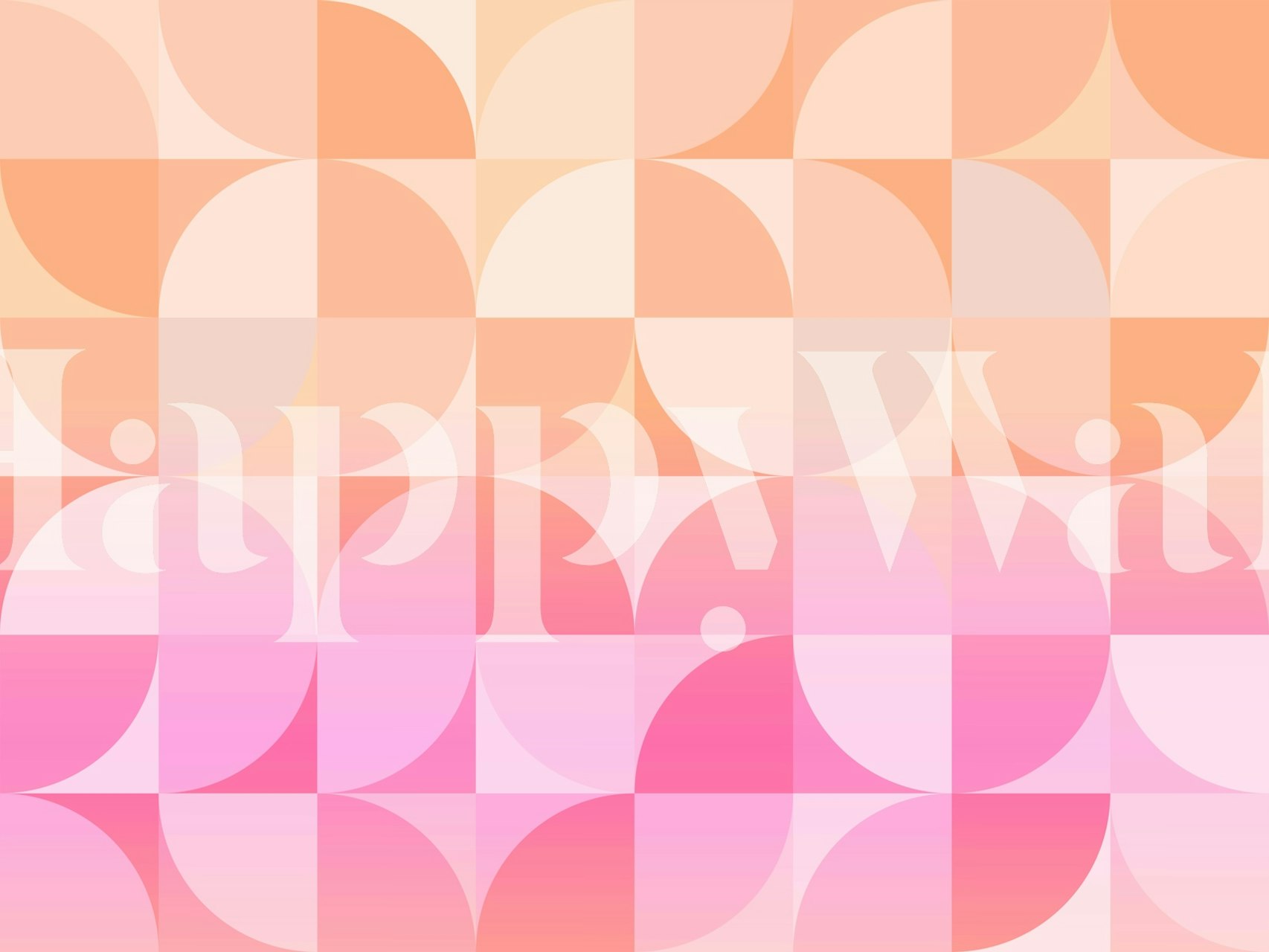 Peach Fuzz Pink Bauhaus tapet i et rum