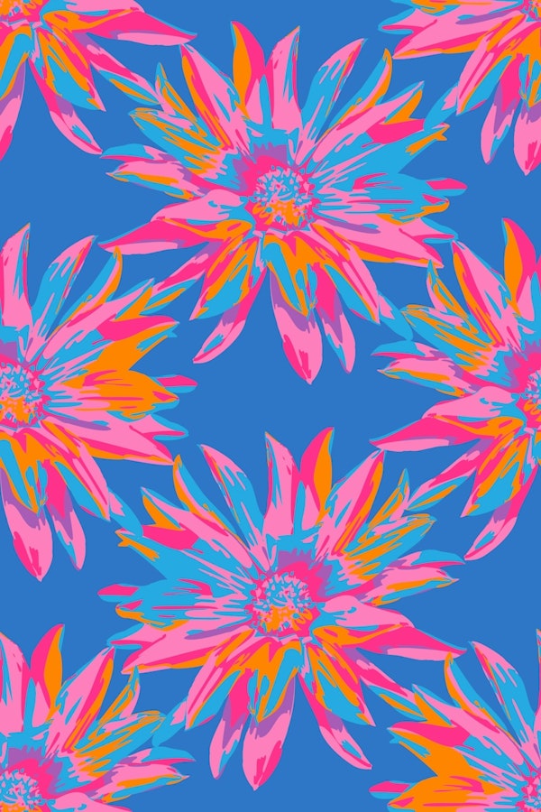 DAHLIA BURSTS Abstract Floral - Blue