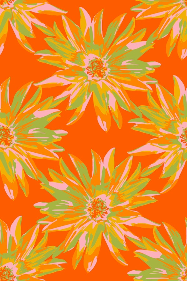 DAHLIA BURSTS Abstract Floral - Orange
