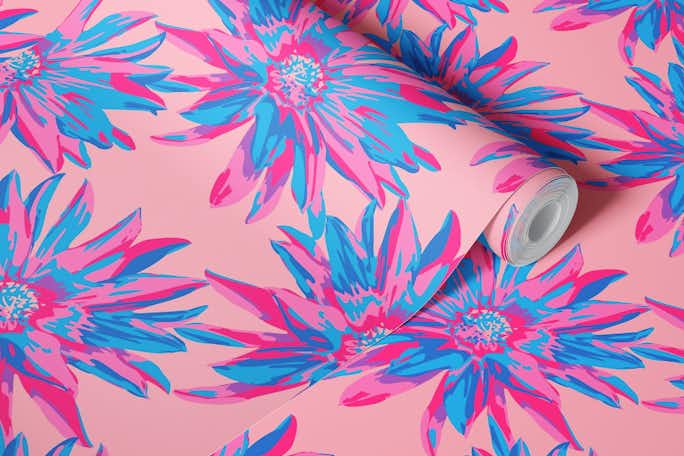 DAHLIA BURSTS Abstract Floral - Blush Pinkwallpaper roll