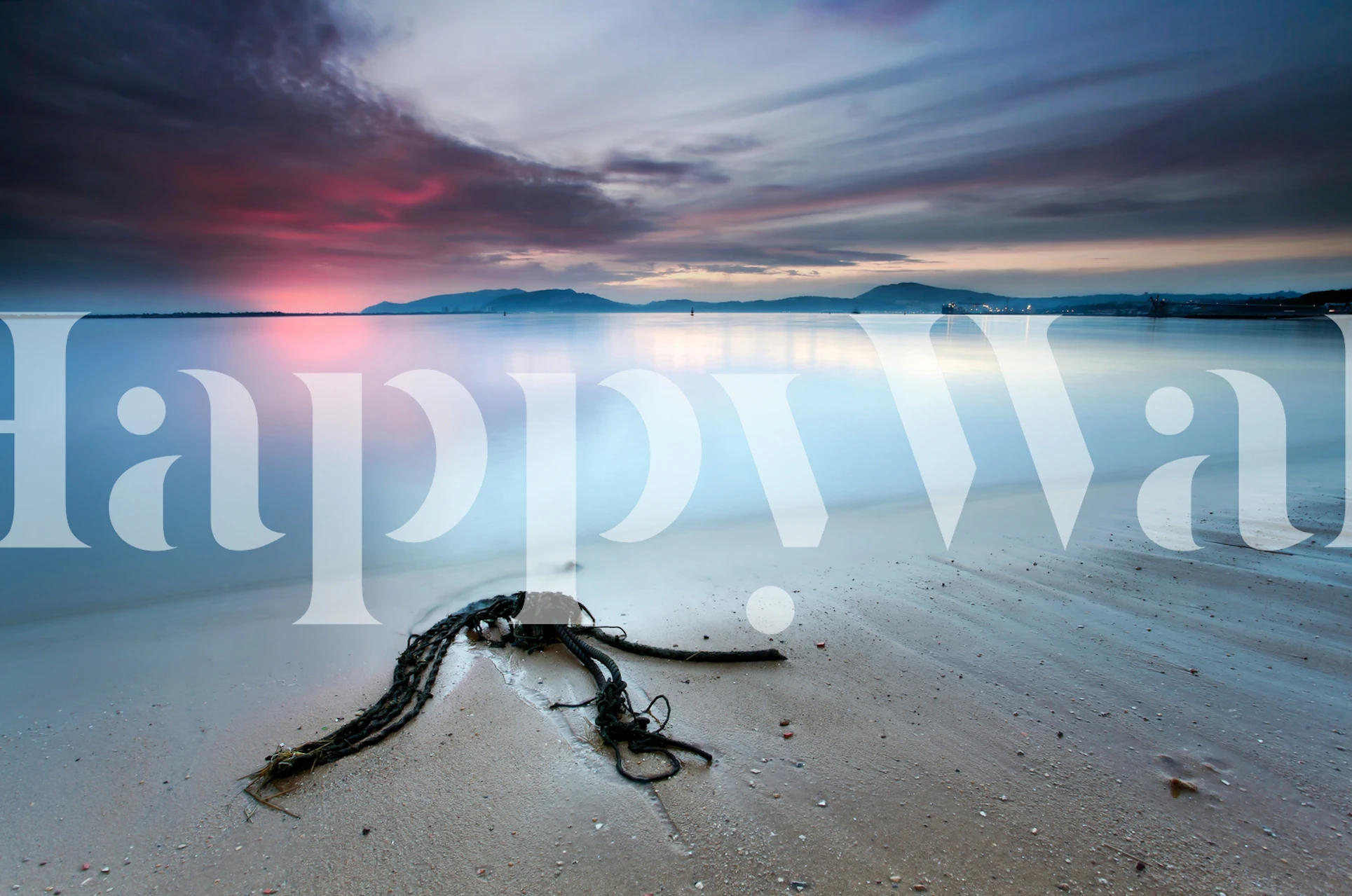 Seaside wallpaper displayed in a room