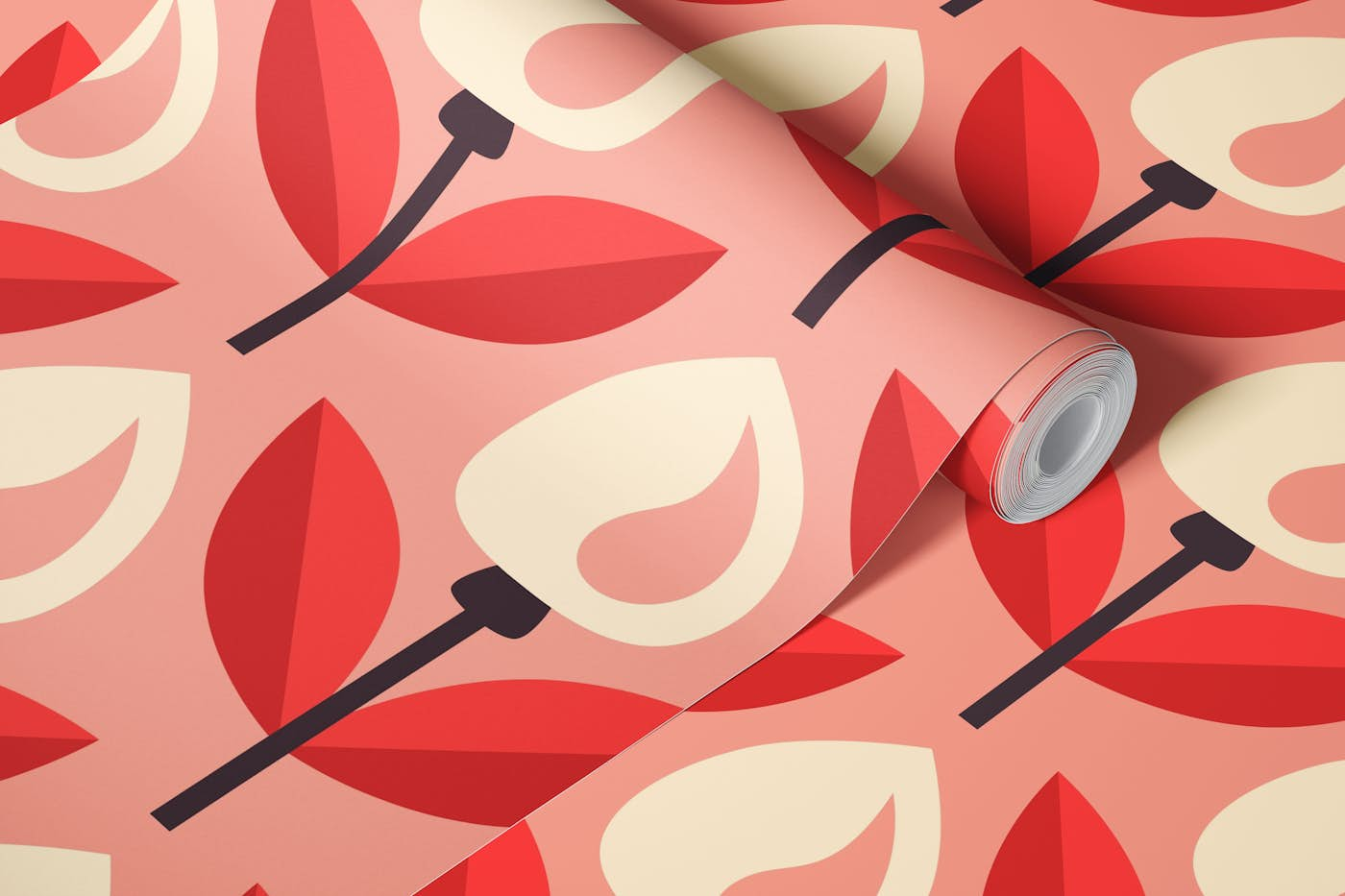 Abstract flowers, red / 2894 E wallpaper roll