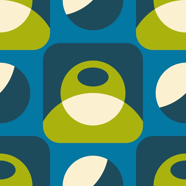 Retro geometrics, blue green / 2896 A