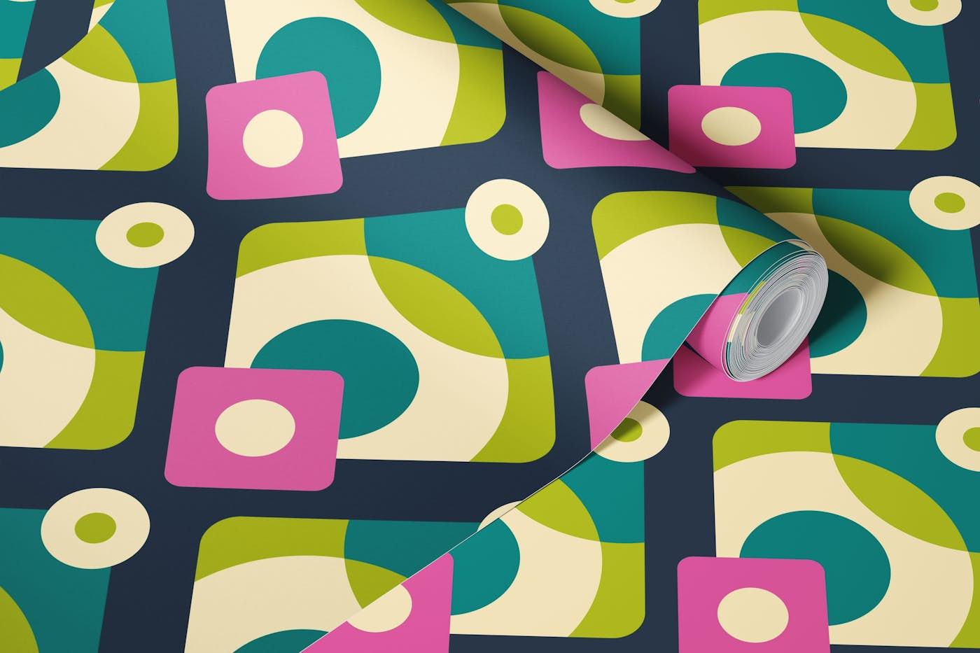 Abstract shapes retro pattern / 2897 A wallpaper roll