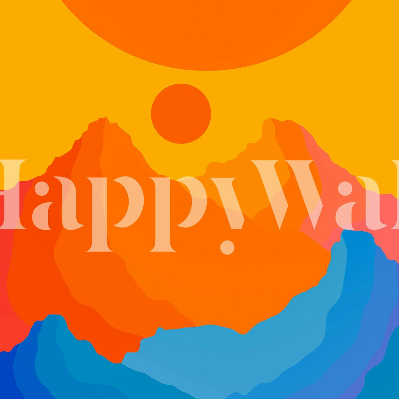 Colorful abstract orange and blue geometric wallpaper