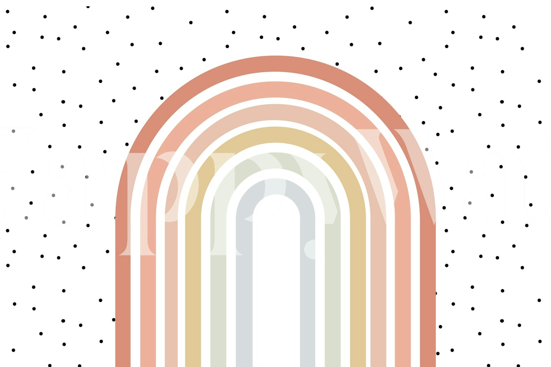 Boho Rainbow Polka Dot wallpaper in a room