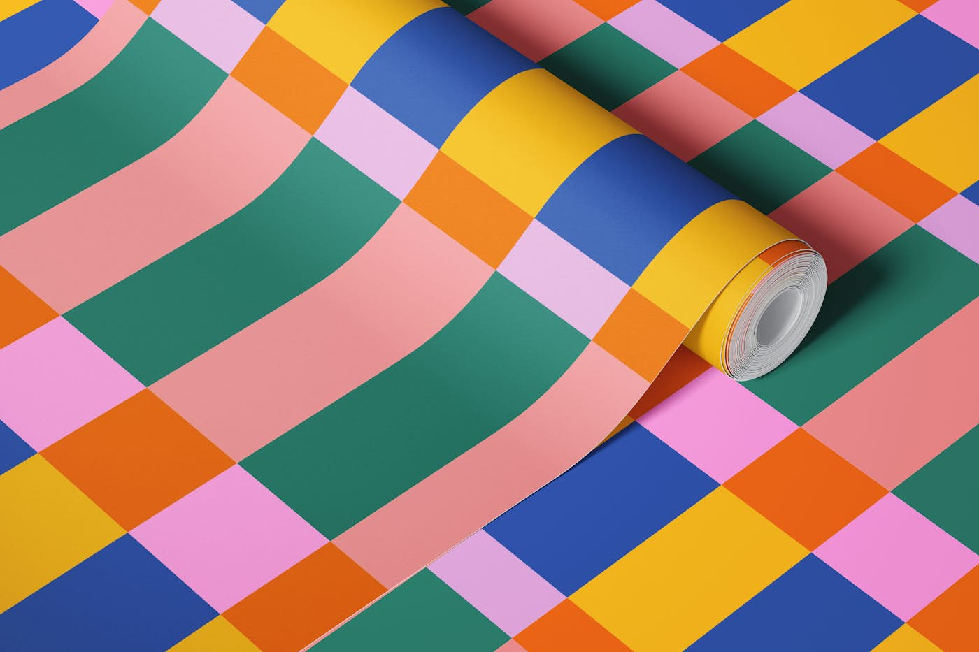 Colorful Checked Geometric Shapes wallpaper roll