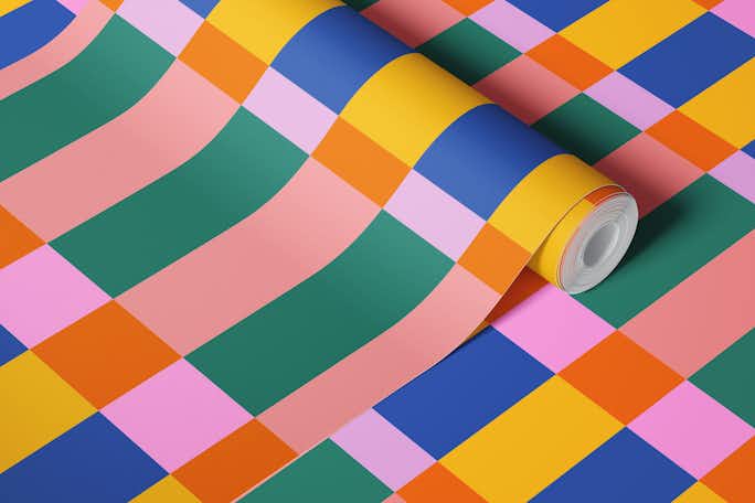 Colorful Checked Geometric Shapeswallpaper roll