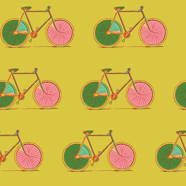 Bicycle Pattern in Lime Yellow